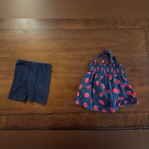 girl 3t tank blue with strawberry and blue shorts